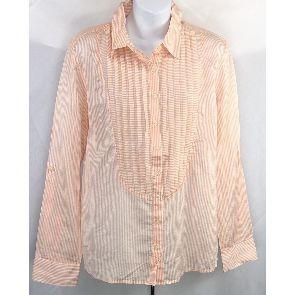 Banana Republican button up top L silk blend long sleeve career secretary